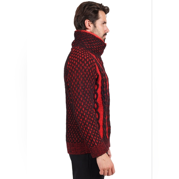 TURTLE NECK ZIP UP MEN SWEATER - Picture 4 of 5